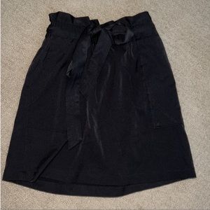 Mini Waist Tie Black Mini Satin Skirt